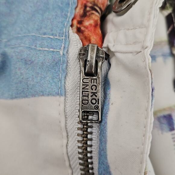 Ecko UNLTD Y2K Hotel Pool Scene Print Swim Board Shorts Men's 40 FLAWS - Picture 3 of 14